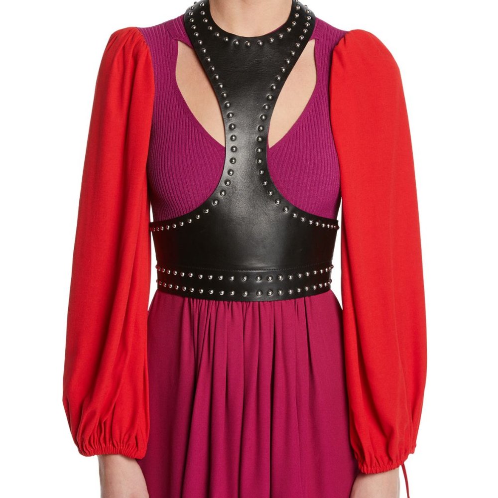 New Alexander McQueen $2395 Gold Studded Lamb Leather Runway Harness Top - Picture 13 of 13